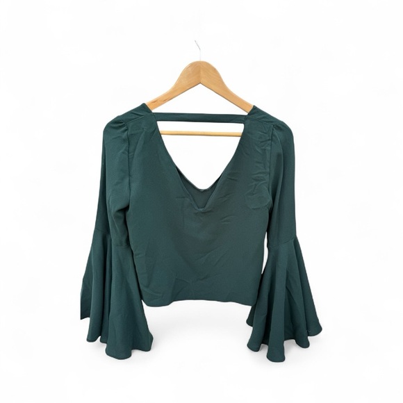 Zara Hunter Green Bell Sleeve Blouse - Picture 4 of 8